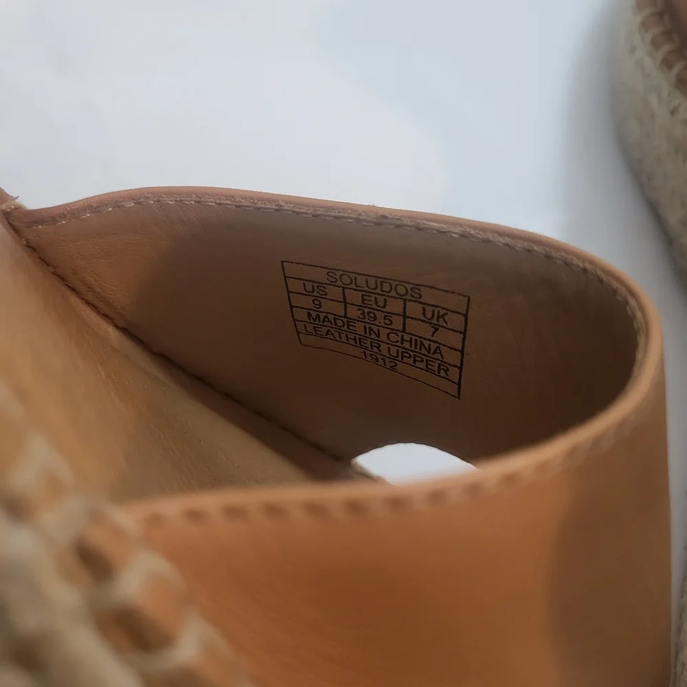 Soludos women's tan espadrille wedge sandals Positano size 9